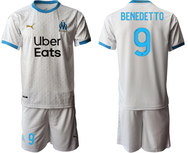 Men 2020-2021 club Marseille home grey #9 Soccer Jerseys->marseille jersey->Soccer Club Jersey